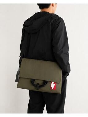 NWT Neil Barrett Messenger Bag Olive Black Nylon Made in Italy